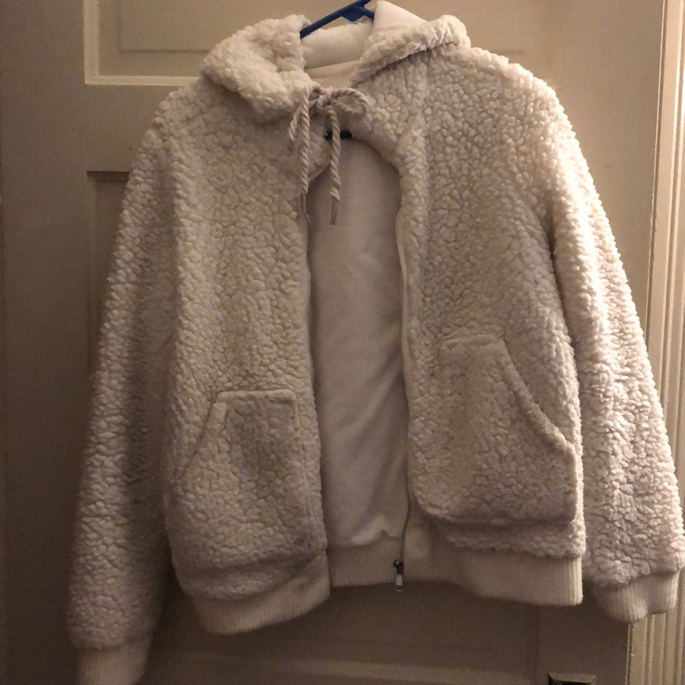Fuzzy zip up jacket